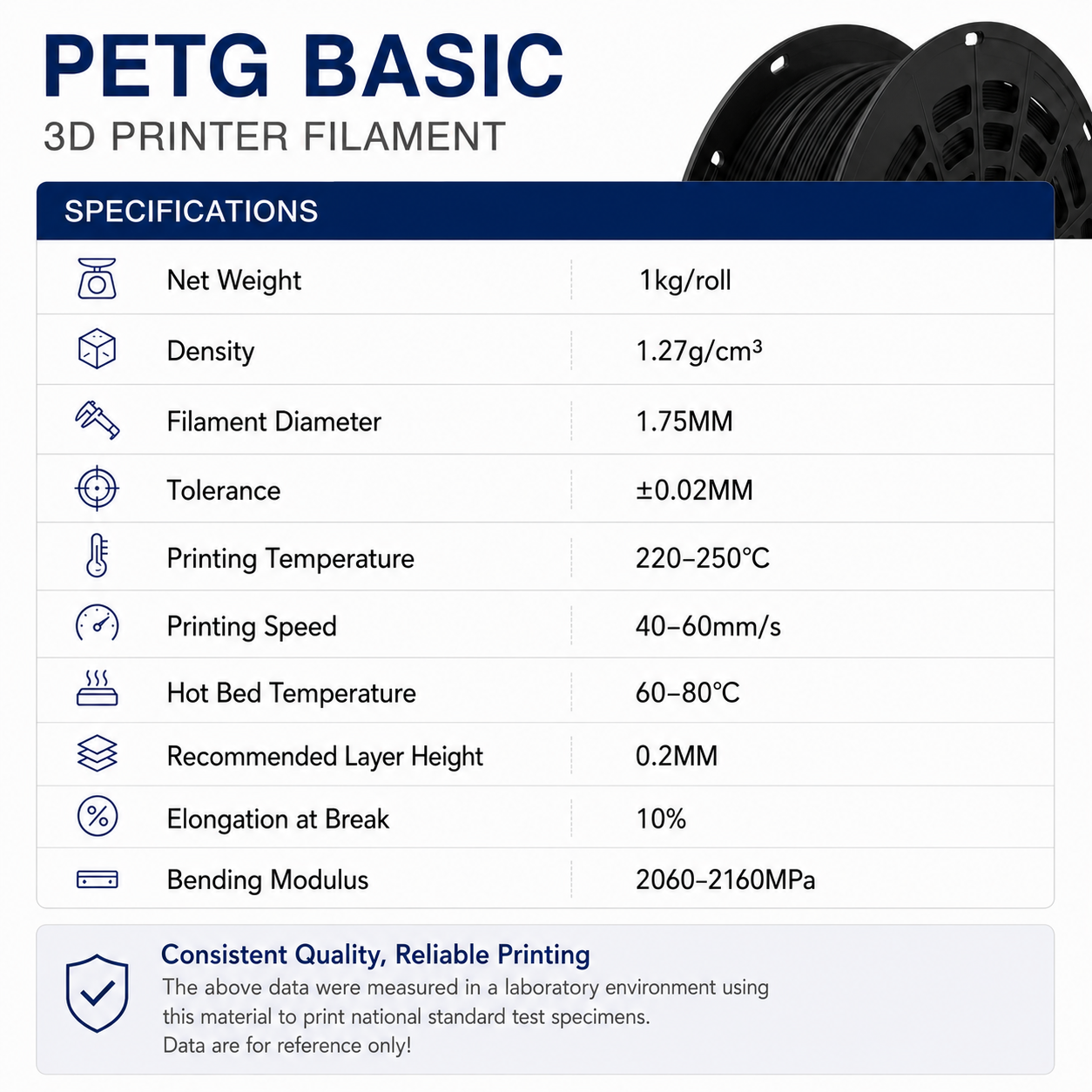 Filaloop PETG Black Filament 1KG for FDM 3D Printer 1.75±0.02mm